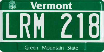 VT license plate LRM218