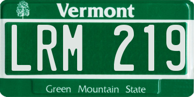 VT license plate LRM219
