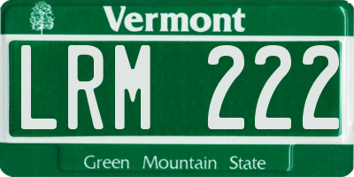 VT license plate LRM222