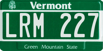 VT license plate LRM227