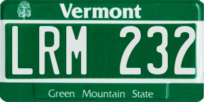 VT license plate LRM232