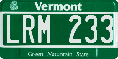 VT license plate LRM233