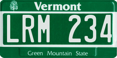VT license plate LRM234