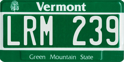 VT license plate LRM239