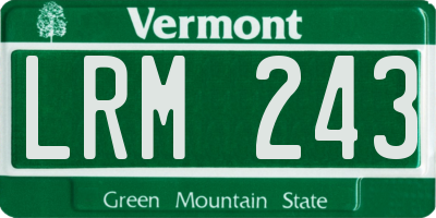VT license plate LRM243