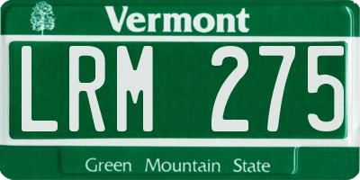VT license plate LRM275
