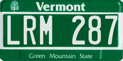 VT license plate LRM287
