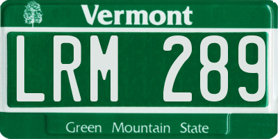 VT license plate LRM289