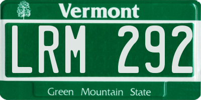 VT license plate LRM292