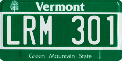 VT license plate LRM301