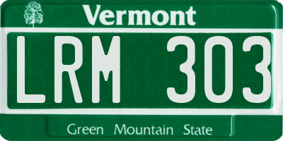VT license plate LRM303