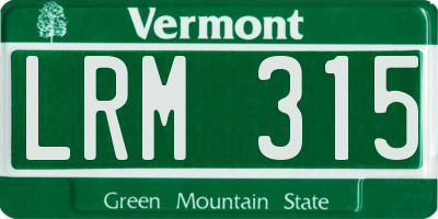 VT license plate LRM315
