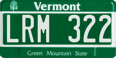VT license plate LRM322