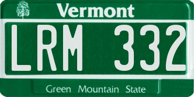 VT license plate LRM332
