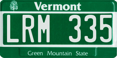 VT license plate LRM335