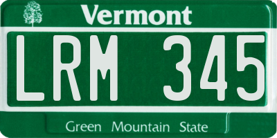 VT license plate LRM345