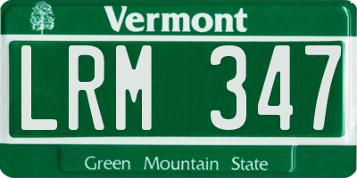 VT license plate LRM347