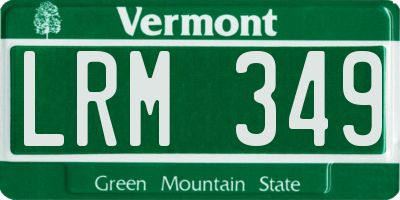 VT license plate LRM349