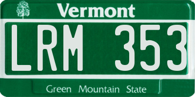 VT license plate LRM353