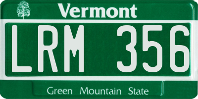 VT license plate LRM356