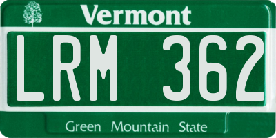 VT license plate LRM362