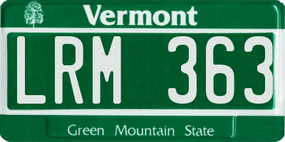 VT license plate LRM363