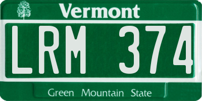 VT license plate LRM374