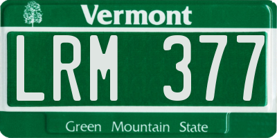 VT license plate LRM377