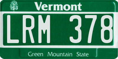 VT license plate LRM378