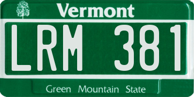 VT license plate LRM381