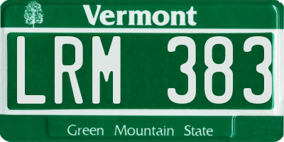 VT license plate LRM383