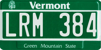 VT license plate LRM384