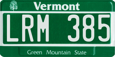 VT license plate LRM385