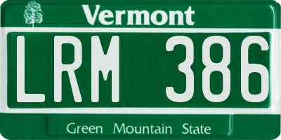 VT license plate LRM386