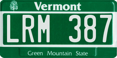 VT license plate LRM387