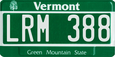 VT license plate LRM388