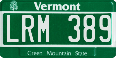 VT license plate LRM389