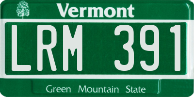 VT license plate LRM391