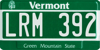 VT license plate LRM392