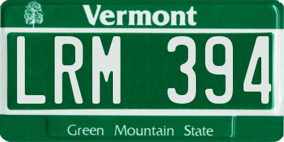 VT license plate LRM394