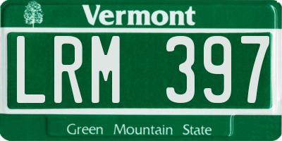 VT license plate LRM397