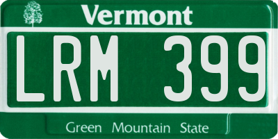 VT license plate LRM399