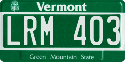 VT license plate LRM403
