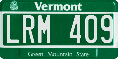 VT license plate LRM409