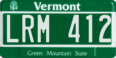 VT license plate LRM412