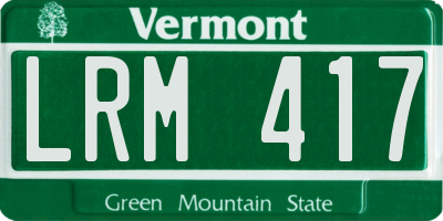 VT license plate LRM417