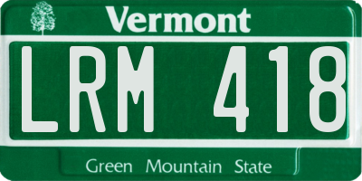 VT license plate LRM418