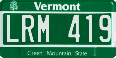 VT license plate LRM419