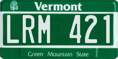 VT license plate LRM421