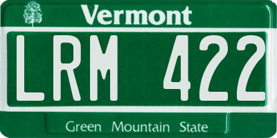 VT license plate LRM422